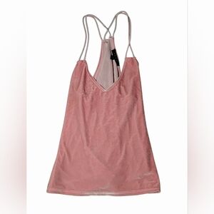 Pink Velvet Strappy Tank Top